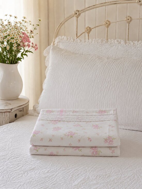Percale Manor Other - Set of Vintage Pink Rose Standard Size Pillowcases